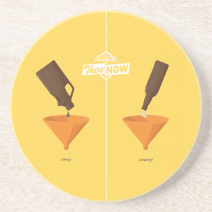 Porta-copos De Arenito Então e agora: Cerveja Pong