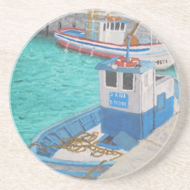 Porta-copos De Arenito Espanha de Barco-Tarifa da pesca (Frente)