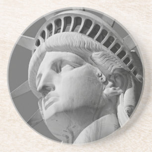 Porta-copos De Arenito Estátua da Liberdade Preta e Branca