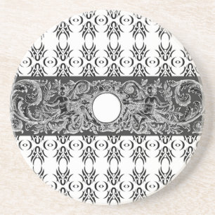 Porta-copos De Arenito Estilo branco-preto clássico Barroco para personal