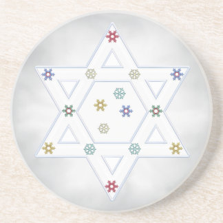 Porta-copos De Arenito Estrela de Hanukkah e Flocos de Neve Cinza