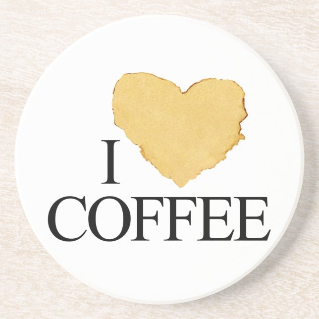 Porta-copos De Arenito Eu amo café (Frente)