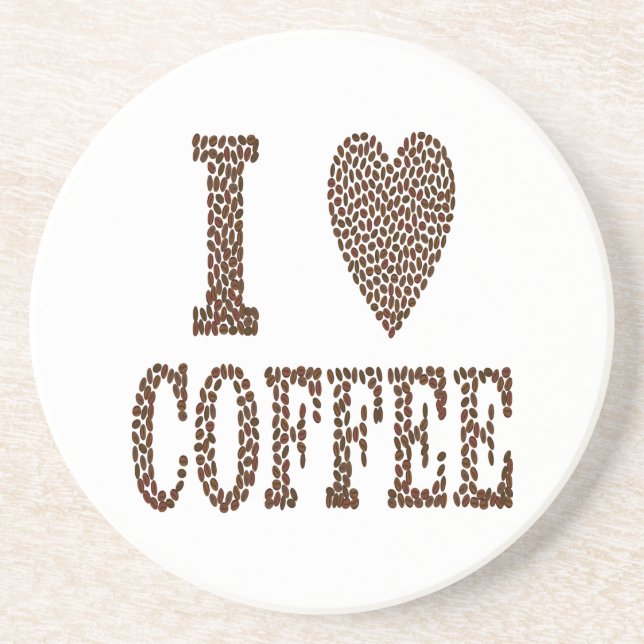 Porta-copos De Arenito Eu Amo Café (Frente)