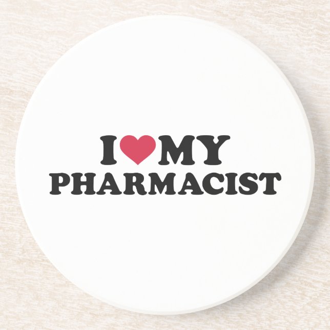 Porta-copos De Arenito Eu amo meu farmacêutico (Frente)