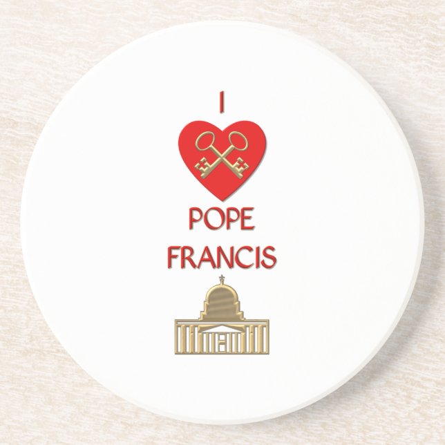 Porta-copos De Arenito Eu Amo o Papa Francisco (Frente)