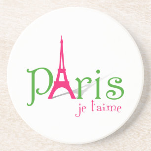 Porta-copos De Arenito Eu amo Paris