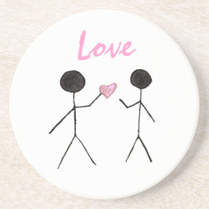 Porta-copos De Arenito Eu dou meu coração Coster