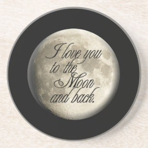 Porta-copos De Arenito Eu te amo ao lunar realístico da lua e da parte