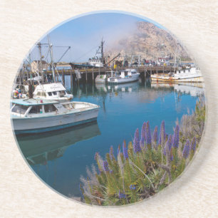 Porta-copos De Arenito EUA, Califórnia. Barcos Atracados em Morro Bay