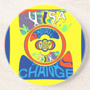 Porta-copos De Arenito EUA Hillary Beauful Change Patterna Art design