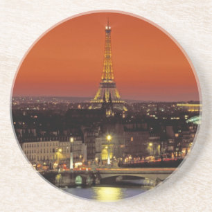Porta-copos De Arenito Europa, França, Paris. Vista do pôr do sol da Torr