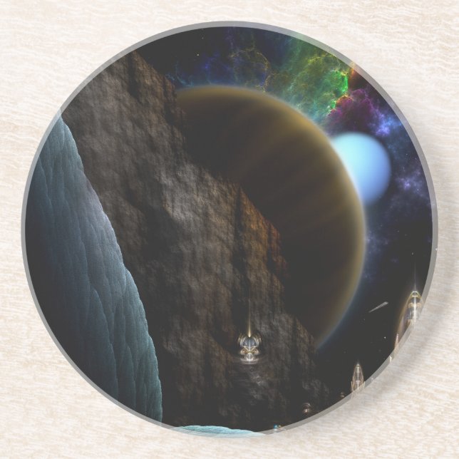Porta-copos De Arenito Exploração De Arte Fractal Espacial (Frente)