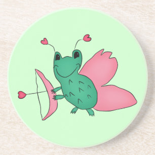 Porta-copos De Arenito Fada do sapo do dia dos namorados de Cassie