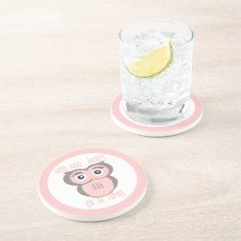 Porta-copos De Arenito Família de Corujas Geométricas Estilizadas Roxas