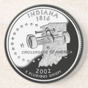 Porta-copos De Arenito Faux Indiana State Quarter