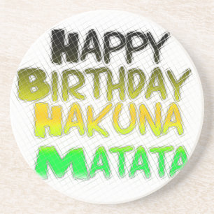 Porta-copos De Arenito Feliz Aniversário Gelado Hakuna Matata eco Inspira