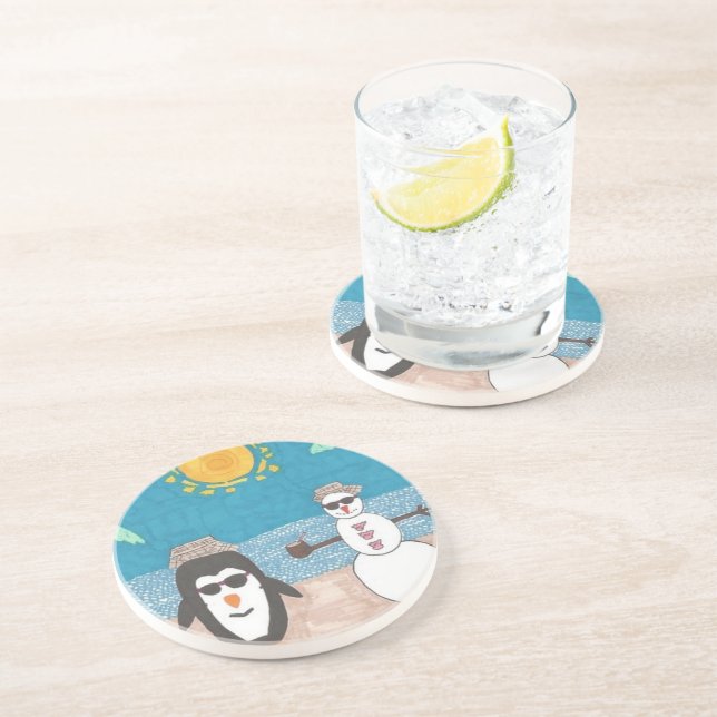 Porta-copos De Arenito Férias de Natal (Lateral)