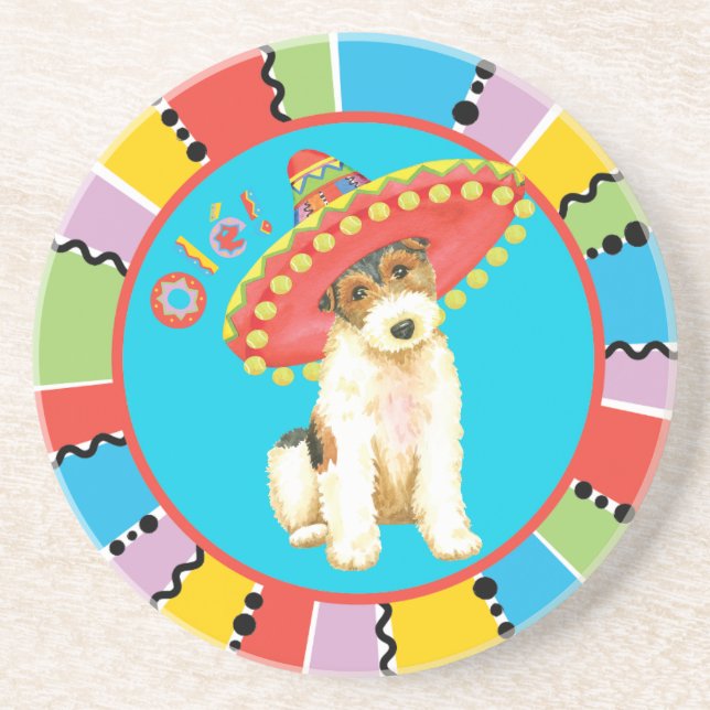 Porta-copos De Arenito Fiesta Wire Fox Terrier (Frente)