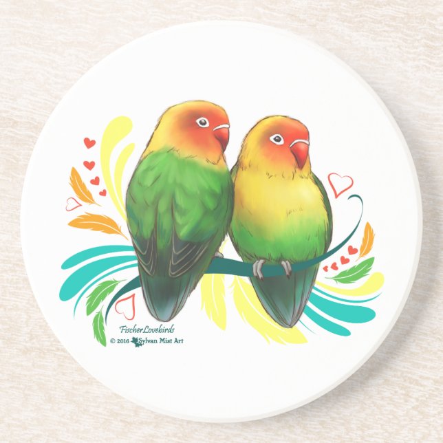 Porta-copos De Arenito Fischer Lovebird (Frente)