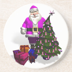 Porta-copos De Arenito Fitas Rosa Santa Claus