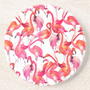 Porta-copos De Arenito Flamingos da aguarela nas aguarelas