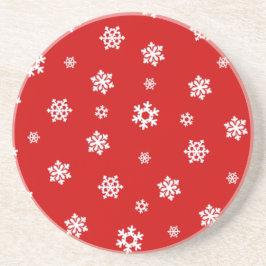 Porta-copos De Arenito Flocos de neve (brancos) [Padrão de Natal]
