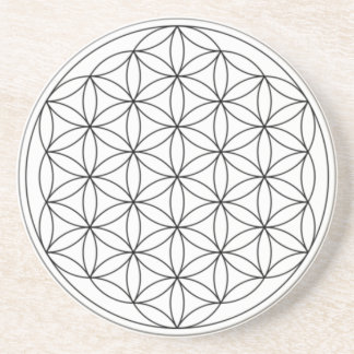 Porta-copos De Arenito Flor da vida (preto e branco)