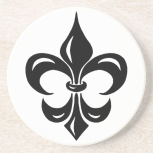 Porta-copos De Arenito Flor de lis - no preto