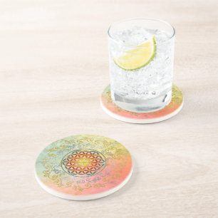 Porta-copos De Arenito Flor de Vida / Blume des Lebens - Ornamento IV BG