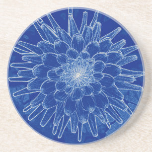 Porta-copos De Arenito flor em azul