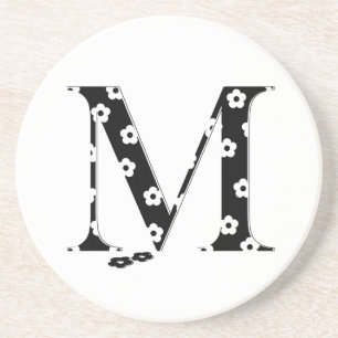 Porta-copos De Arenito Flor - Letra M Padrão