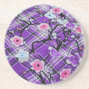 Porta-copos De Arenito Floral Roxo