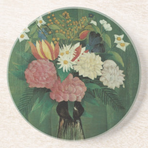 Porta-copos De Arenito Flores com Hera por Henri Rousseau, Floral Vintage