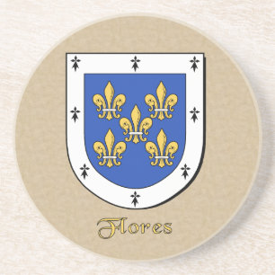Porta-copos De Arenito Flores Heraldic Shield