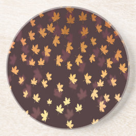 Porta-copos De Arenito Folha de Mapeamento Dourada em vermelho escuro