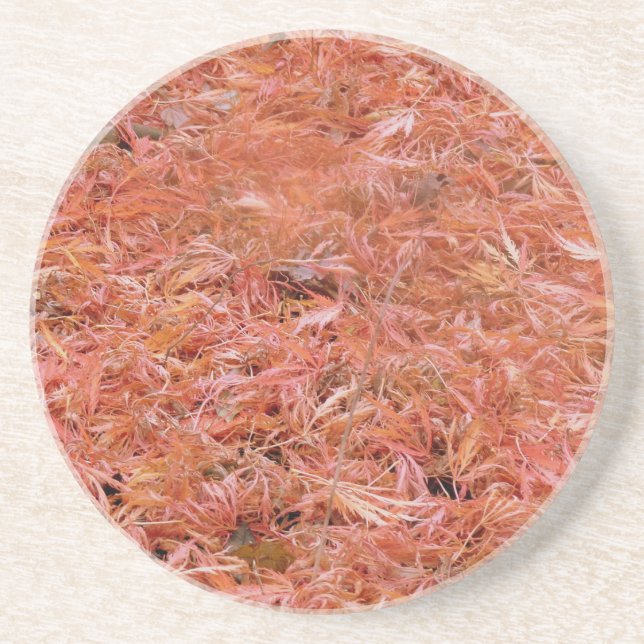 Porta-copos De Arenito Folhas de outono Vermelhas Vibrantes (Frente)