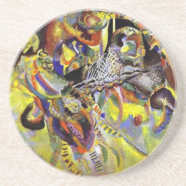 Porta-copos De Arenito Foto de Fugue Abstrato por Kandinsky (Frente)