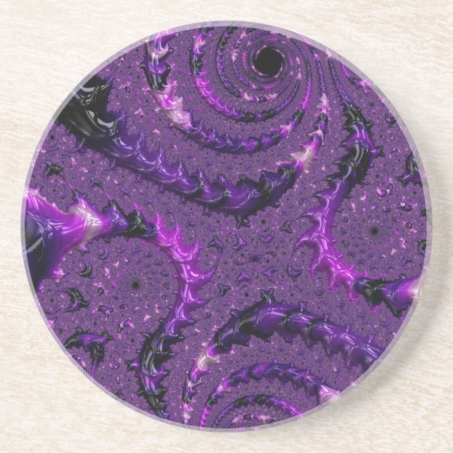 Porta-copos De Arenito Fractal Roxo (Frente)