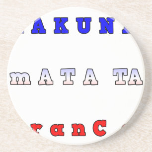 Porta-copos De Arenito fRANCE HAKUNA MATATA AZUL VERMELHO CORES BRANCAS D