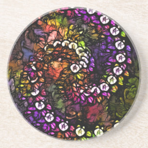 Porta-copos De Arenito Frente roxo Psicodélico Arco-Íris Espiral Trippy