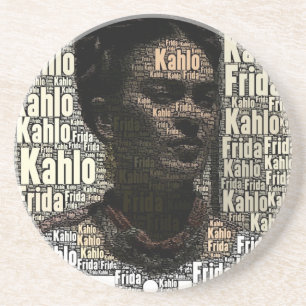 Porta-copos De Arenito Frida Kahlo Lettering Portrait