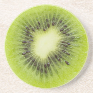 Porta-copos De Arenito Fruta fresca de kiwi. Fechamento de fatias redonda