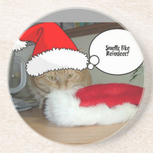 Porta-copos De Arenito Gato de Tabby de Laranja Natal