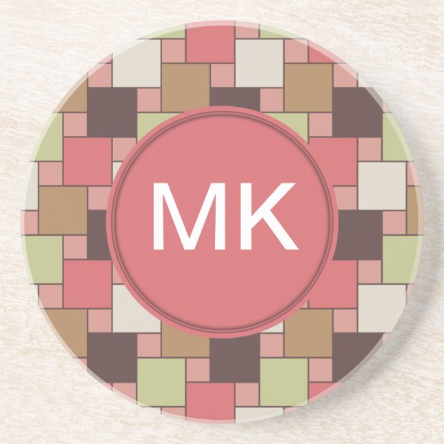 Porta-copos De Arenito Geométrico do Gabinete de Especiarias (Frente)