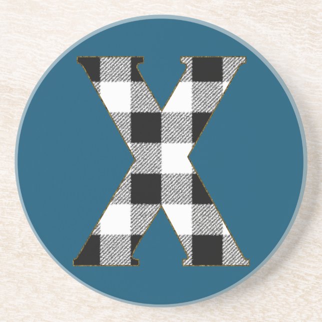 Porta-copos De Arenito Gingham Check X (Frente)