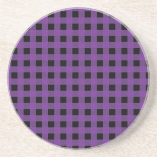 Porta-copos De Arenito Gingham Grape e Preto