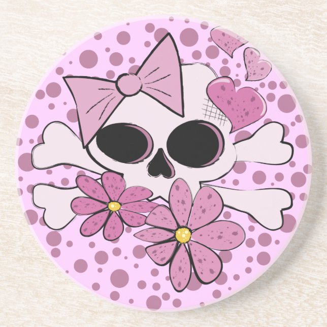 Porta-copos De Arenito Girly Punk Skull (Frente)