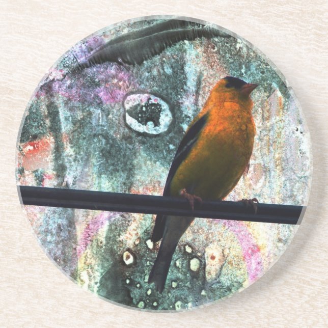 Porta-copos De Arenito Goldfinch Grunge (Frente)
