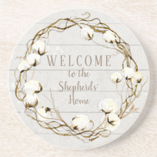 Porta-copos De Arenito Grinalda de madeira da cápsula do algodão do gal