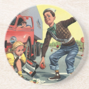 Porta-copos De Arenito Guarda de Trânsito da Patrulha de Segurança Antiga